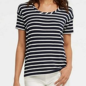 DRAPER JAMES Women's Lightweight Loose Fit Striped Tee Shirt Blue White Small